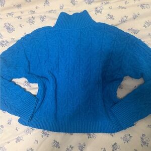 Pink Rose Vibrant Blue Turtleneck Sweater